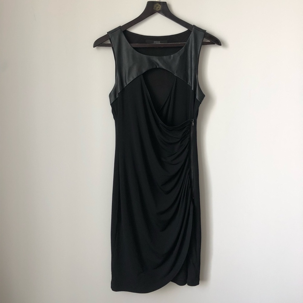 GUESS Black leather cutout dress